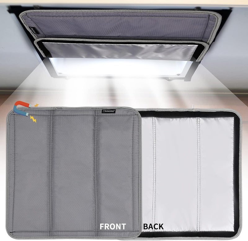 RVINGPRO Foldable RV Vent Shade, 16"x16", Blackout & Reflective, Silver Grey - Image 1